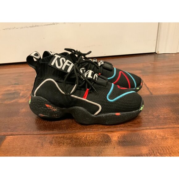 TSFD Black Mid-Top Top Sock Sneakers w/ Splatter Soles, Size 7 (US) 38 (EU) - Picture 3 of 7